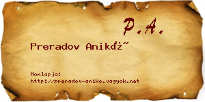 Preradov Anikó névjegykártya